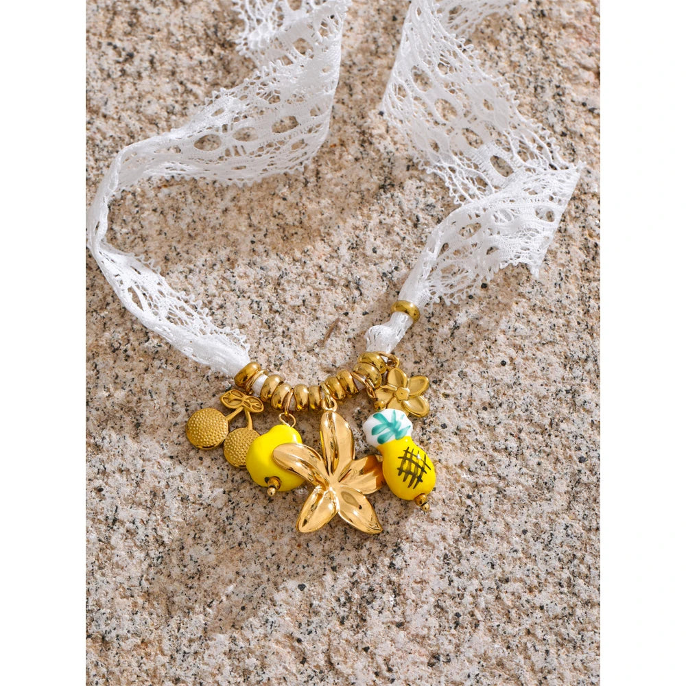 White Lace Shoelace Charm