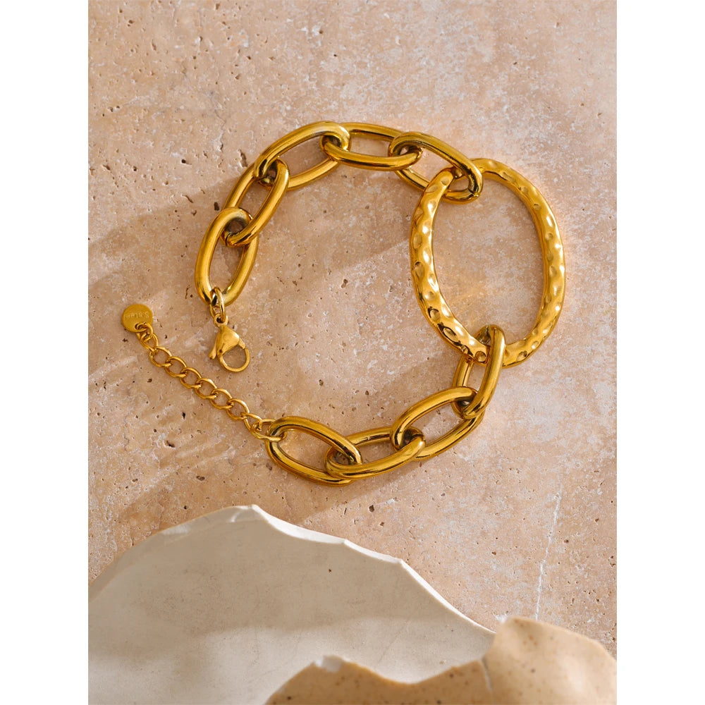 Gold Oval Link Stainless Steel Bracele