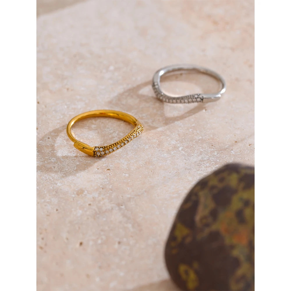 Adjustable CZ Inlay Thin Ring