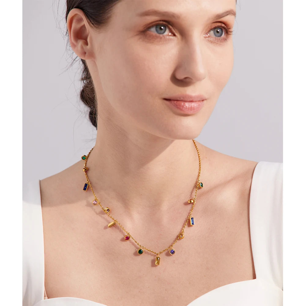 PrismLuxe Colorful Necklace & Bracelet Set